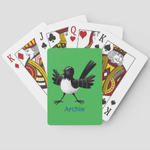 Australian Willie Wagtail cartoon personalised Playing Cards