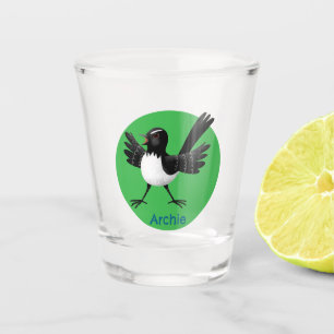 Australian Willie Wagtail cartoon personalised Shot Glass
