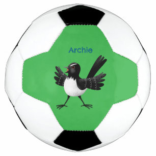 Australian Willie Wagtail cartoon personalised Soccer Ball