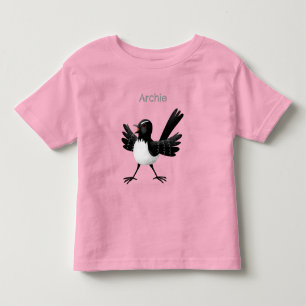 Australian Willie Wagtail cartoon personalised Toddler T-Shirt