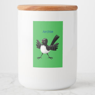 Australian Willie Wagtail cartoon personalized Food Label