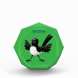 Australian Willie Wagtail cartoon personalized Photo Block