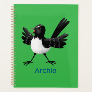Australian Willie Wagtail cartoon personalized Planner