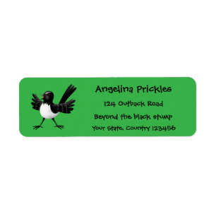 Australian Willie Wagtail cartoon  Return Address Label