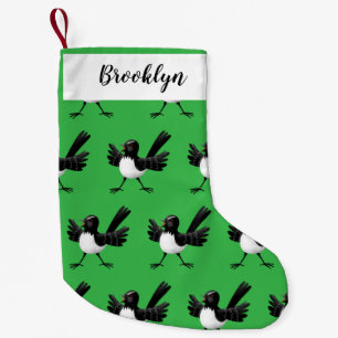 Australian Willie Wagtail cartoon Small Christmas Stocking