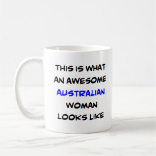 australian woman, awesome coffee mug