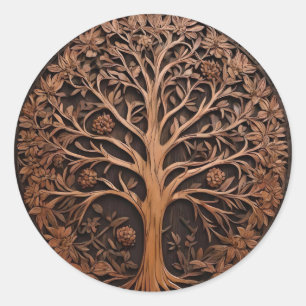 Australian Woodlands: 3D Warah Tree Wood Print, Classic Round Sticker
