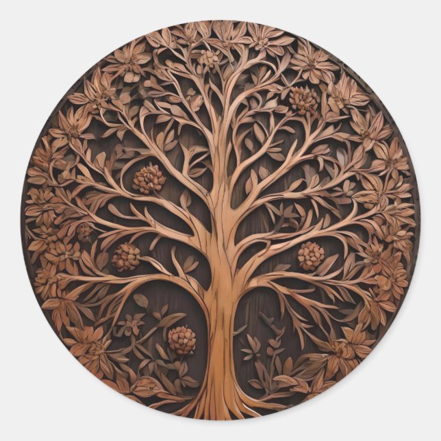 Australian Woodlands: 3D Warah Tree Wood Print, Classic Round Sticker (Front)