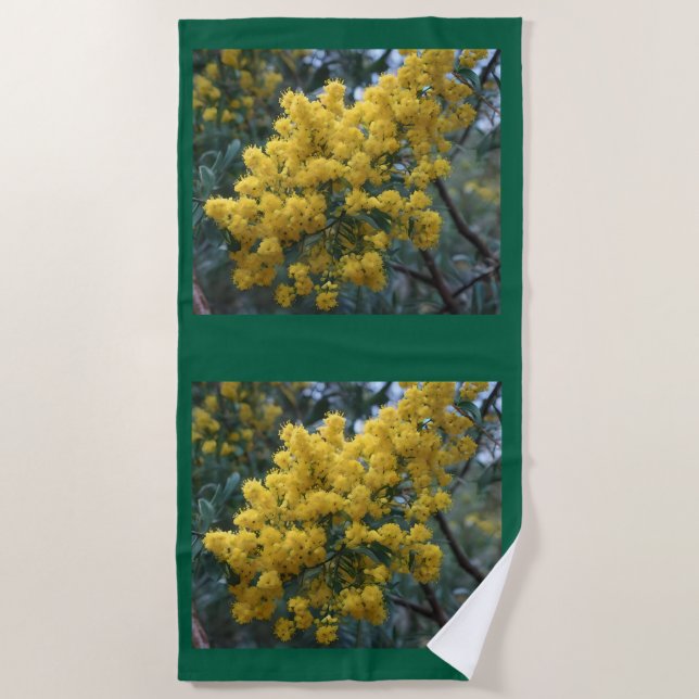 Australian Yellow Wattle Tree,  Beach Towel (Front)