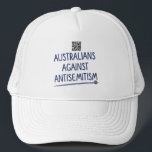 Australians Against Antisemitism - Trucker Hat<br><div class="desc">Show your support for a strong and united Australia against antisemitism with this exclusive design, part of Never Again is Now (neveragainisnow.com.au). Featuring the bold statement ‘Australians Against Antisemitism’, this hat is the perfect way to stand up, speak out, and show solidarity. Wear or display it at our events, in...</div>