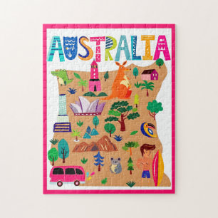 Australia's Iconic Landmarks & Wildlife Poster Jigsaw Puzzle