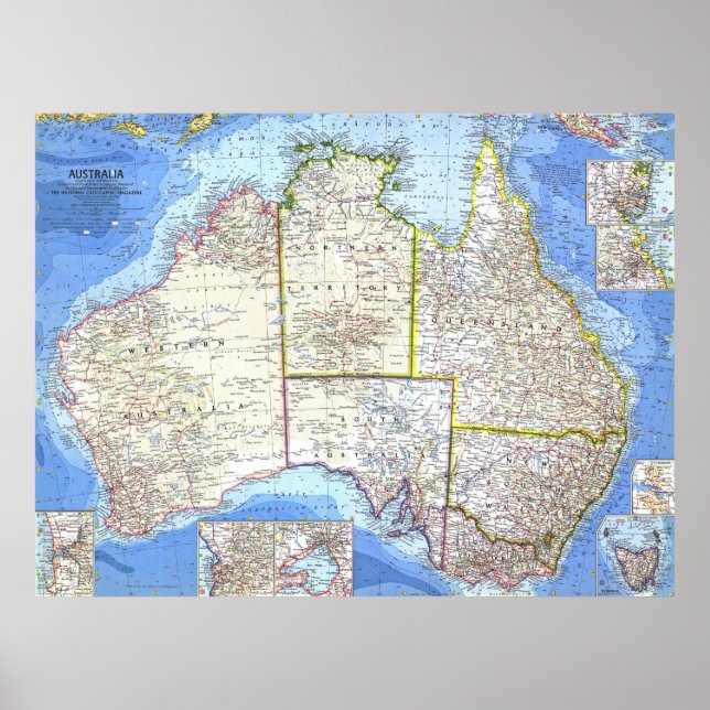 " Australien: 1963/heute - Detaillierte Karte ... Poster (Front)