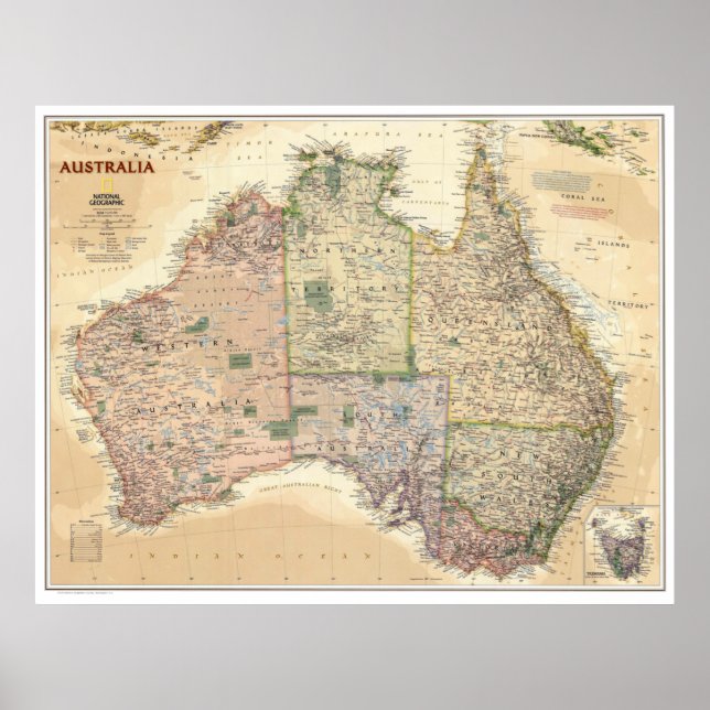 " Australien: 2009/heute - Retro Style Landkarte  Poster (Front)