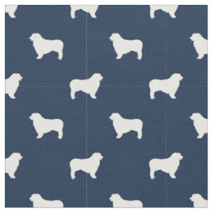 Austrarlian Shepherd dog navy blue silhouette Fabric
