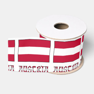 Austria and Austrian Flag Gift Wrapping Grosgrain Ribbon