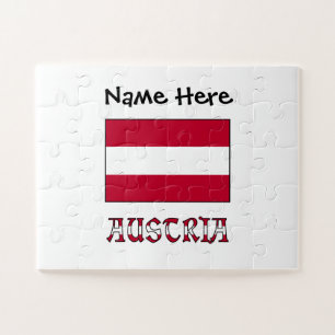 Austria and Austrian Flag with Your Name Jigsaw Puzzle