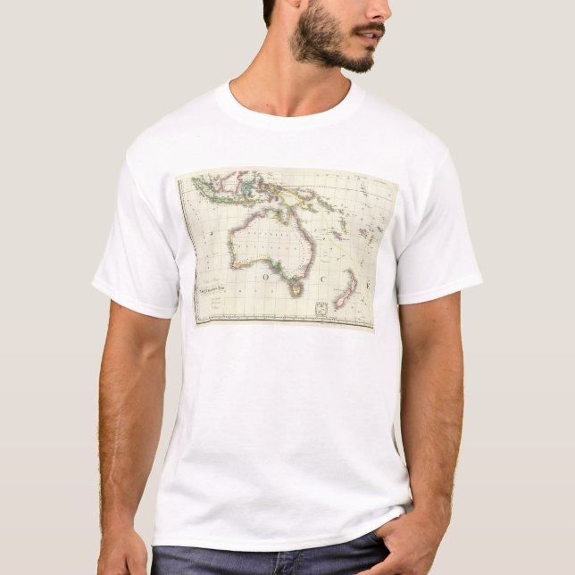 Austria and Indonesia Engraved Map T-Shirt (Front)