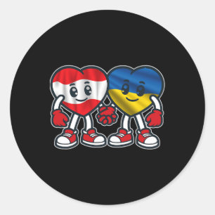 Austria And Ukraine Hearts Friendship Classic Round Sticker