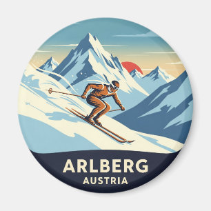 Austria Arlberg Skier Skiing Magnet