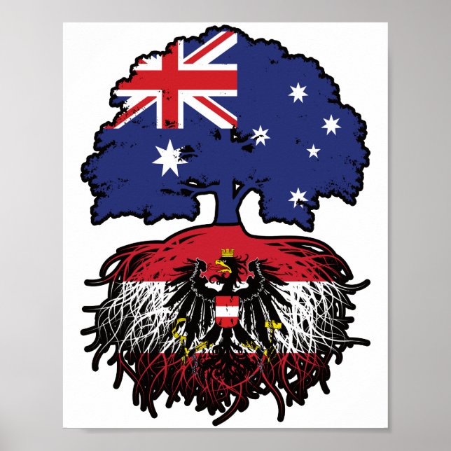 Austria Austrian Australian Australia Tree Roots Poster (Front)