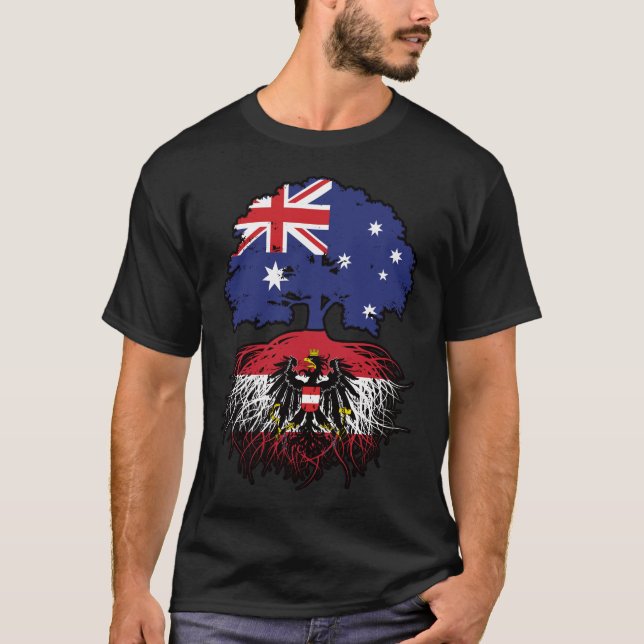 Austria Austrian Australian Australia Tree Roots T-Shirt (Front)