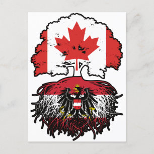 Austria Austrian Canadian Canada Tree Roots Flag Postcard