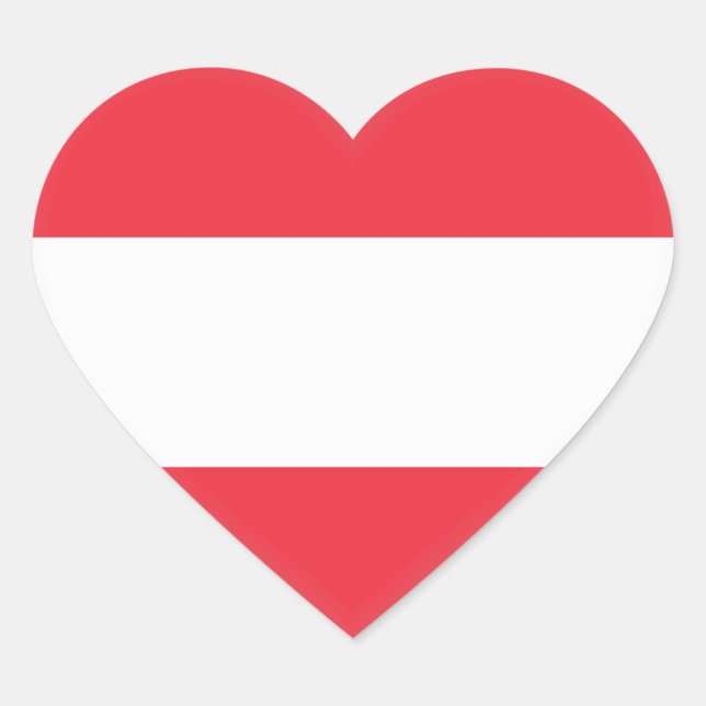 Austria (Austrian) Flag Heart Sticker (Front)