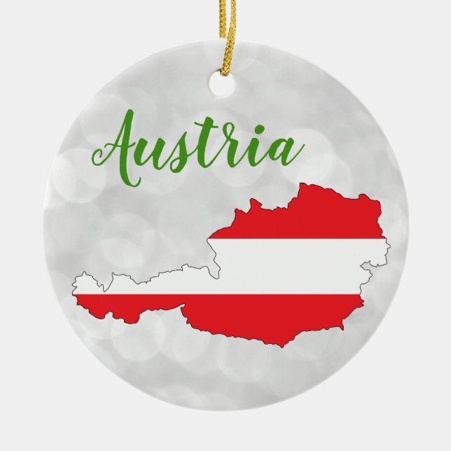 Austria Austrian Flag Map Ceramic Ornament (Front)