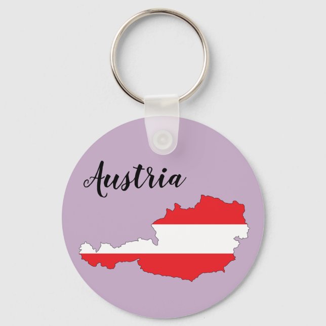 Austria Austrian Flag Map Key Ring (Front)