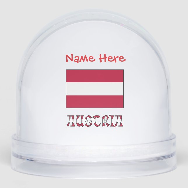 Austria Austrian Flag Red Personalised Snowglobe (Front)
