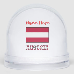 Austria Austrian Flag Red Personalized Snowglobe