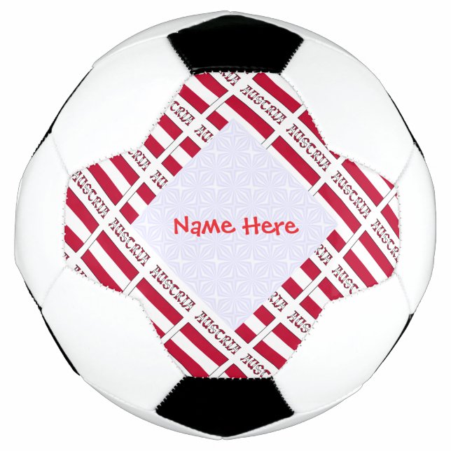 Austria Austrian Flag Tiled Red Personalised Soccer Ball (Front)