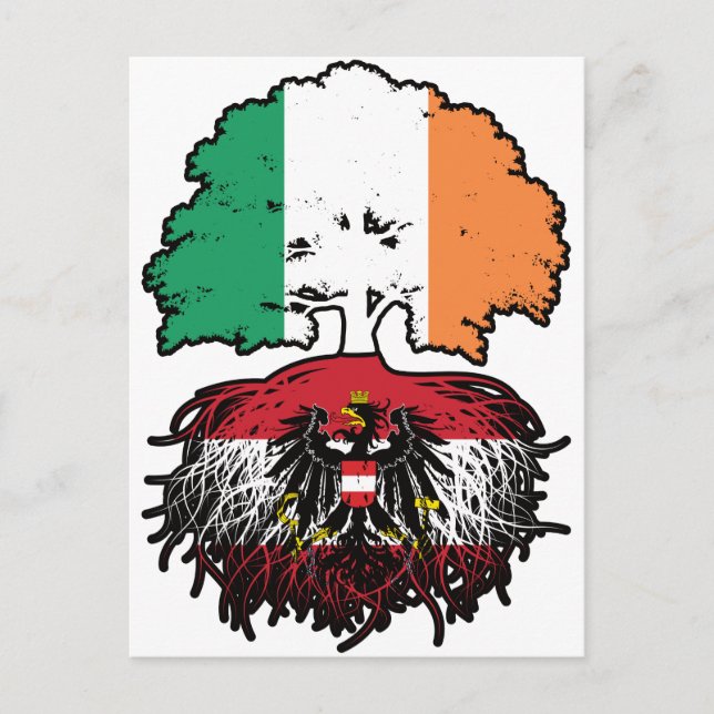 Austria Austrian Irish Ireland Tree Roots Flag Postcard (Front)