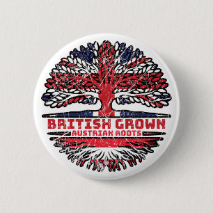 Austria Austrian Uk United Kingdom British Tree 6 Cm Round Badge