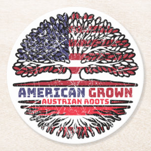 Austria Austrian US American USA United States Round Paper Coaster