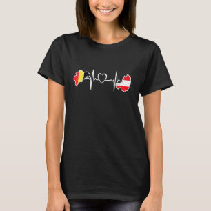 Austria Belgium Flag Austrian Belgian Heartbeat T-Shirt