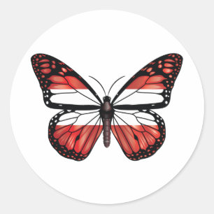 Austria Butterfly Monarque Flag Classic Round Sticker