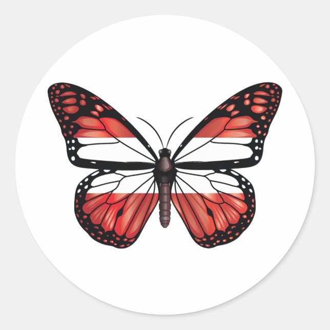 Austria Butterfly Monarque Flag Classic Round Sticker (Front)