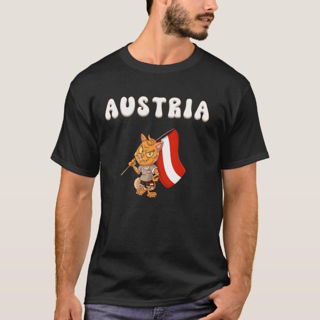 Austria Cat Austrian Fan T-Shirt (Front)