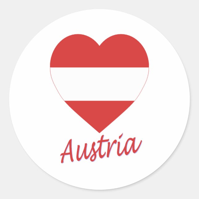 Austria (civil) Flag Heart Classic Round Sticker (Front)
