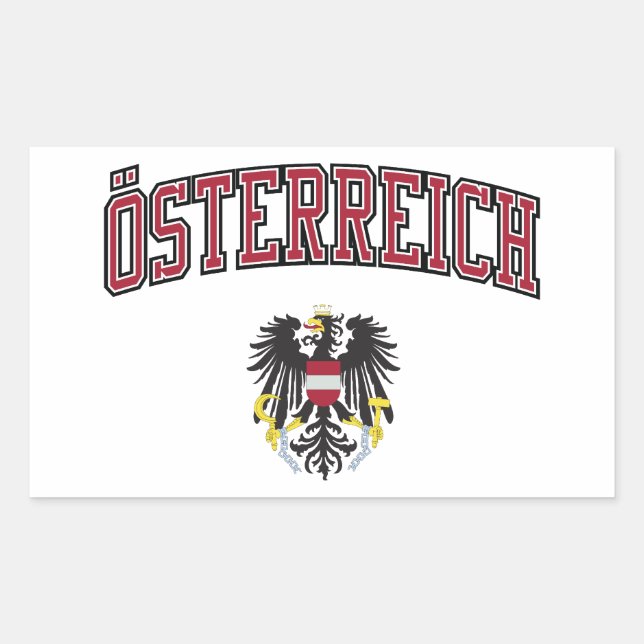 Austria + Coat of Arms Rectangular Sticker (Front)
