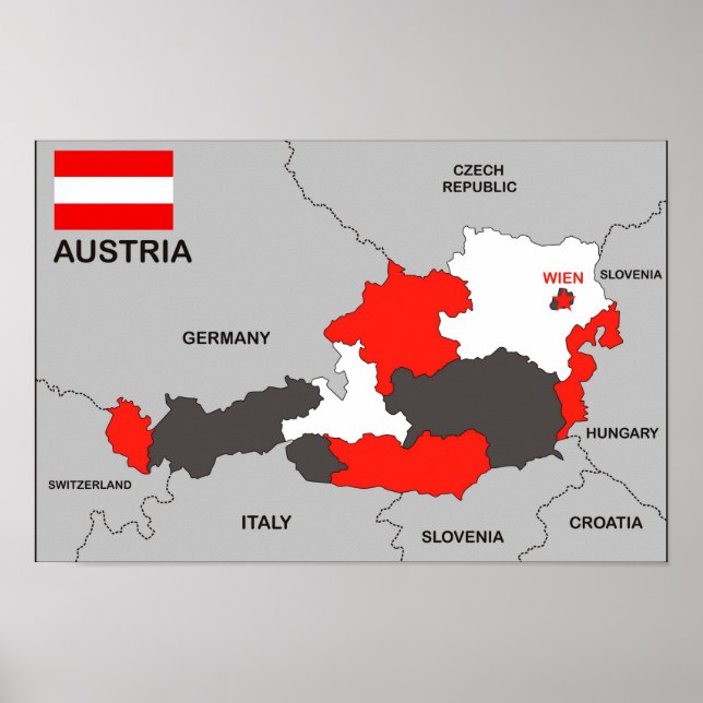 austria country political map flag poster (Front)