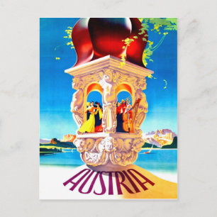 Austria, Danube waltz, vintage travel Postcard