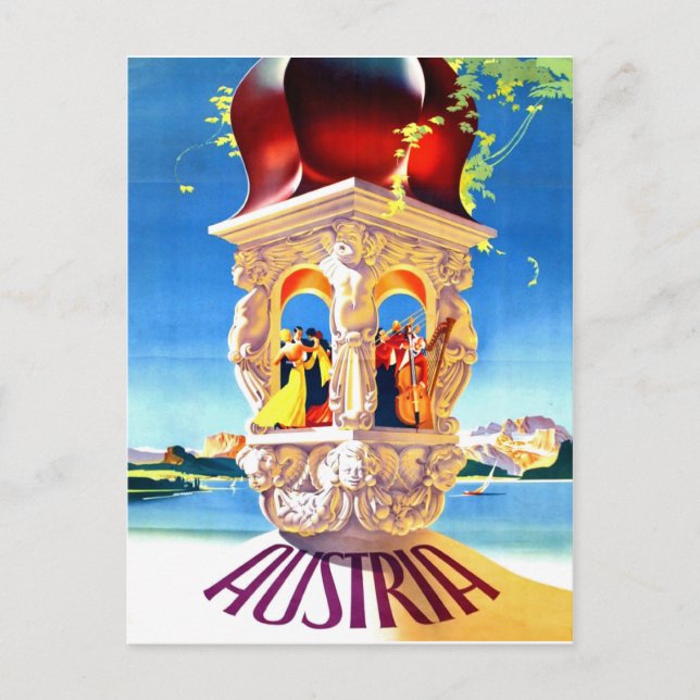 Austria, Danube waltz, vintage travel Postcard (Front)