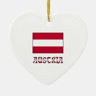 Austria Flag and Word Ceramic Tree Decoration
