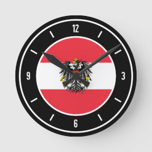 Austria Flag Elegant Round Clock