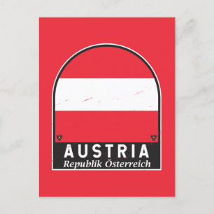 Austria Flag Emblem Distressed Vintage Postcard