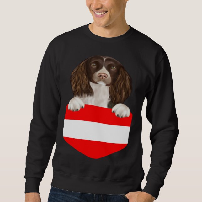 Austria Flag English Springer Spaniel Dog In Pocke Sweatshirt (Front)