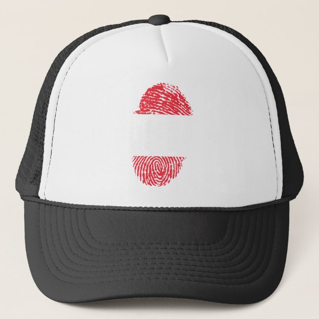 Austria Flag Fingerprint Country Pride Identity Trucker Hat (Front)