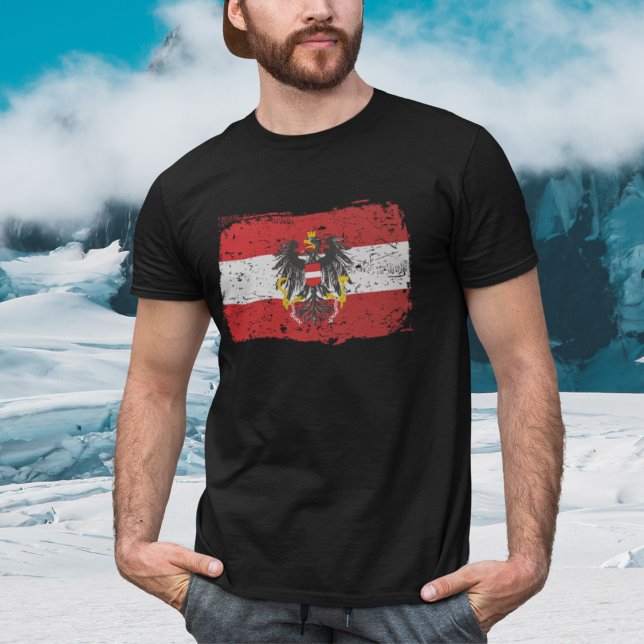 Austria Flag - Gift T-Shirt (Zeigen Sie Ihre patriotische Seite mit diesem einzigartigen schwarzen T-Shirt! )